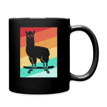 Lama Skateboard Skate Skater Retro - Tasse einfarbig - Schwarz - Rechts