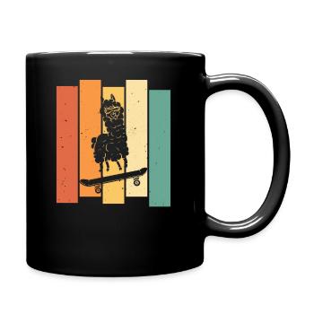 Lama Skateboard Skate Skater Retro - Tasse einfarbig - Schwarz - Rechts