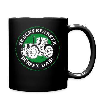 Treckerfahrer dürfen das lustiges Traktorfahrer - Tasse einfarbig - Schwarz - Rechts