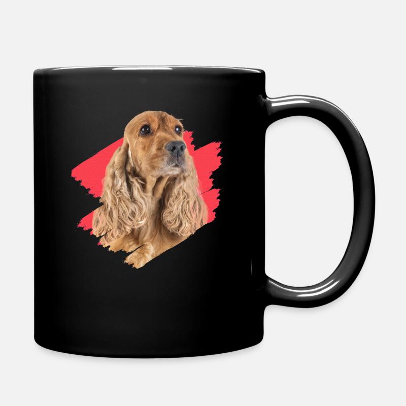 Cocker Spaniel puppy dog gift idea - Full Colour Mug - black