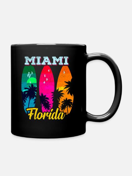 Miami Beach Vacation Retro Florida America Gift - Mug uni - noir