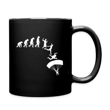 Evolution Fallschirmspringer Skydiver Geschenk - Tasse einfarbig - Schwarz - Rechts
