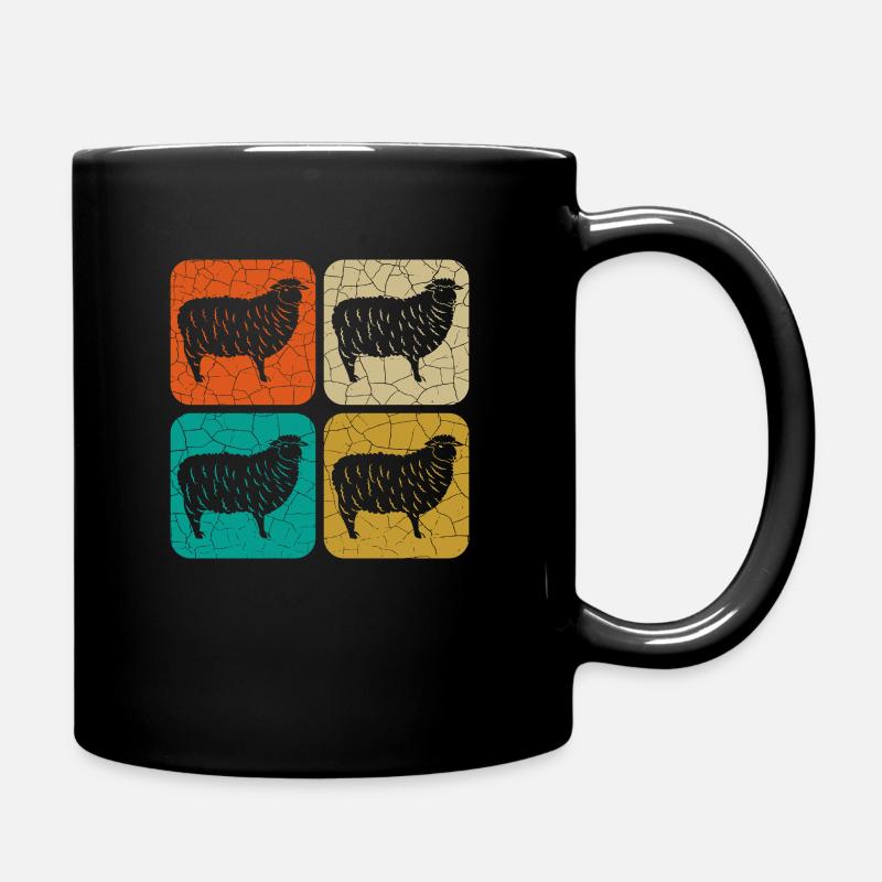 Schaf Vintage Sheep Rechteck - Lustig Geschenk - Tasse einfarbig - Schwarz