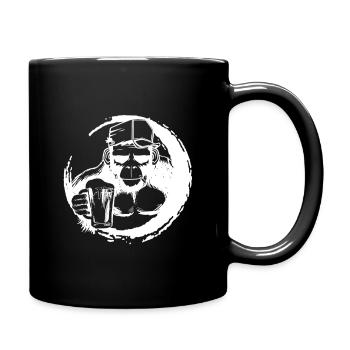 Affe und Bier - Tasse einfarbig - Schwarz - Rechts