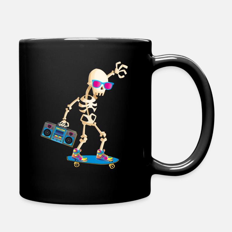 Skelett Skateboard Party 70er 80er 90er - Tasse einfarbig - Schwarz