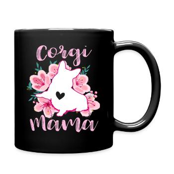 Corgi Mama - Tasse einfarbig - Schwarz - Rechts