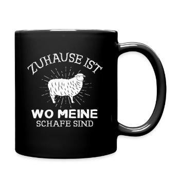 Zuhause ist wo meine Schafe sind Farmer Geschenk - Tasse einfarbig - Schwarz - Rechts