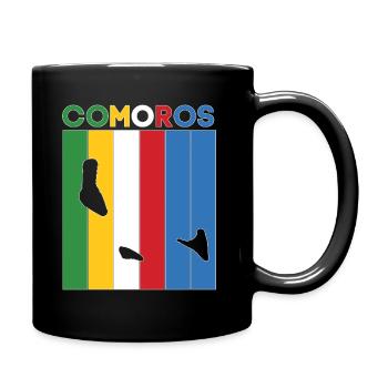 Comoros country border and flag - Full Colour Mug - black - Right
