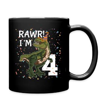 Kinder Rawr I'm 4 4. Geburtstag Dinosaurier Shirts Boys - Tasse einfarbig - Schwarz - Rechts
