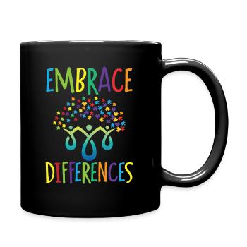 Embrace differences Autismus Handicap Verständnis - Tasse einfarbig - Schwarz - Rechts