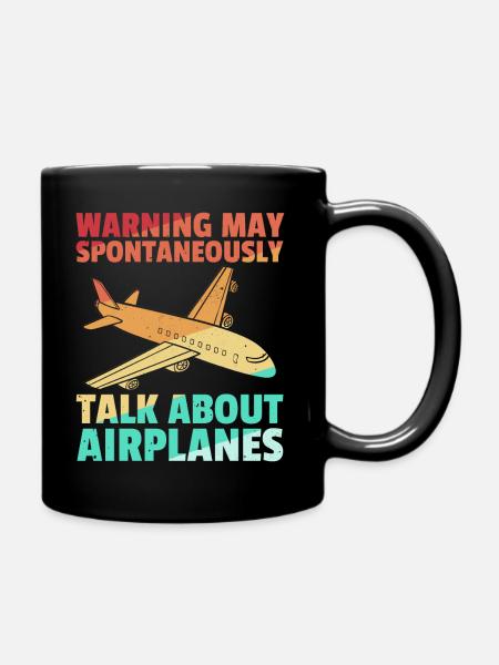 Plane aviator pilot flying retro - Full Colour Mug - black