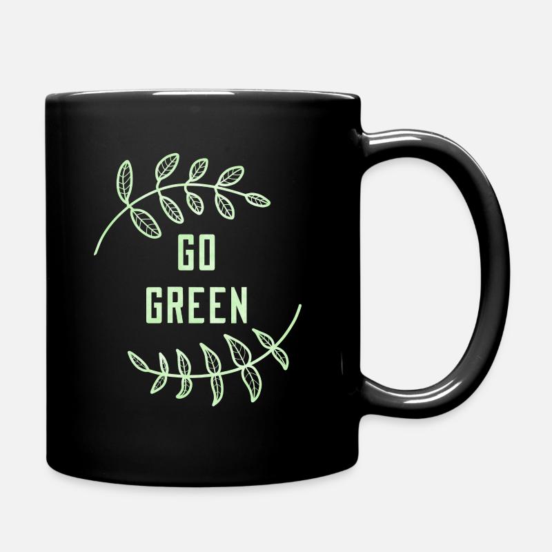 Go Green Spruch Blatt Erde Planet Klimawandel Grün - Tasse einfarbig - Schwarz