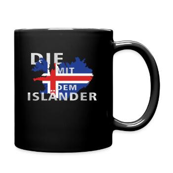 Die mit dem Isländer Pferd Spruch Rasse Geschenk - Tasse einfarbig - Schwarz - Rechts