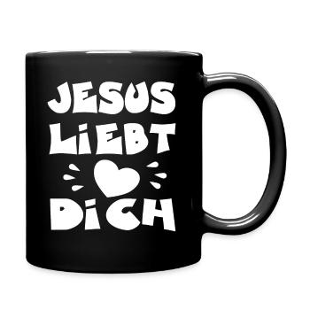 Jesus liebt dich - Tasse einfarbig - Schwarz - Rechts