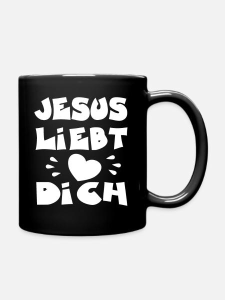 Jesus liebt dich - Tasse einfarbig - Schwarz