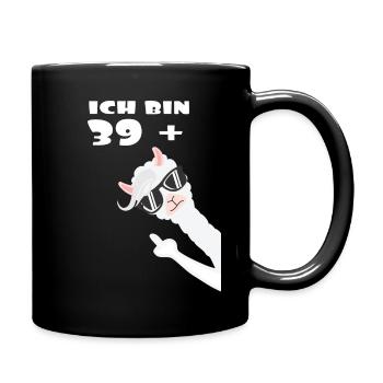 Ich bin 39 plus Lama Alpaka - Tasse einfarbig - Schwarz - Rechts
