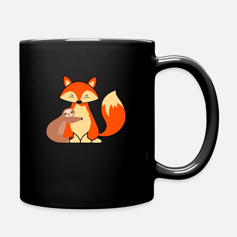 Fuchs Faultier Umarmung - Tasse einfarbig - Schwarz