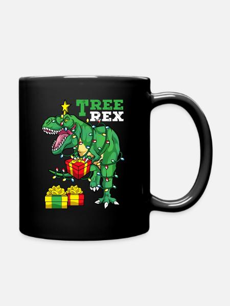 Weihnachten T-Rex - Tasse einfarbig - Schwarz