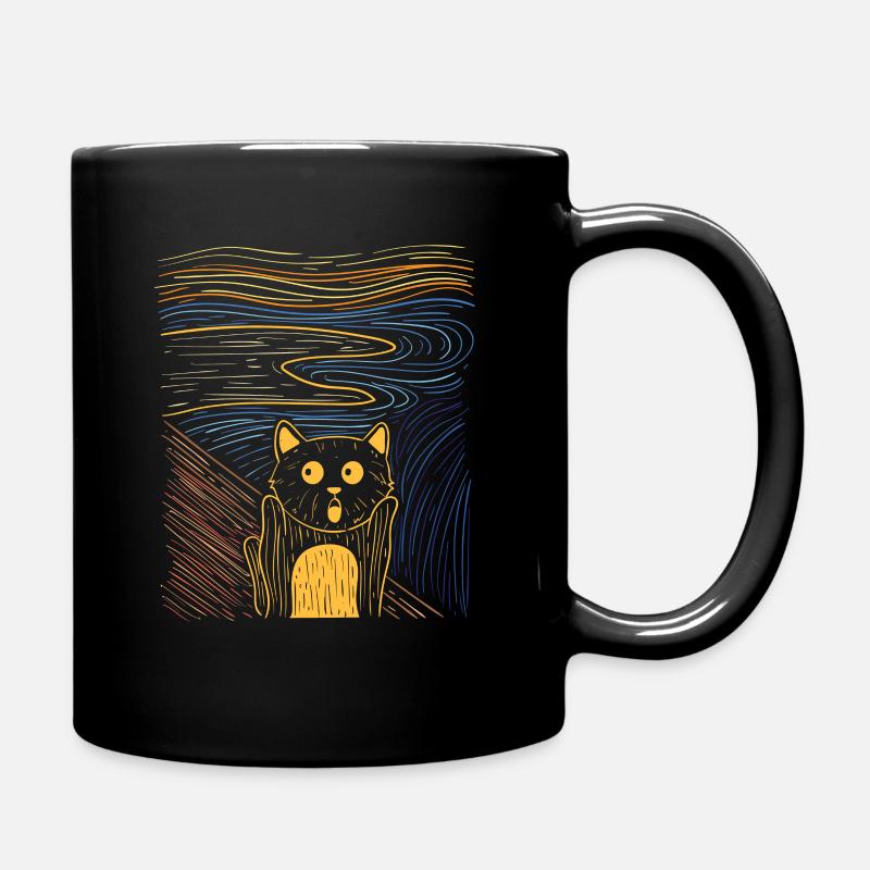 Der Schrei Gemälde Katze Kunst Parodie - Tasse einfarbig - Schwarz
