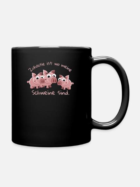 Zuhause ist wo meine Schweine sind - Tasse einfarbig - Schwarz