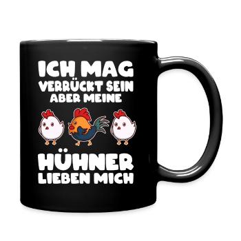 Hühnerstall Hühner Hahn Bauernhof Bäuerin Geschenk - Tasse einfarbig - Schwarz - Rechts