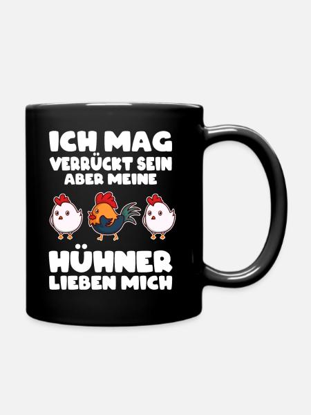 Hühnerstall Hühner Hahn Bauernhof Bäuerin Geschenk - Tasse einfarbig - Schwarz