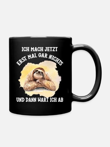 Lustiges Faultier Spruch Faulener Motivations - Tasse einfarbig - Schwarz