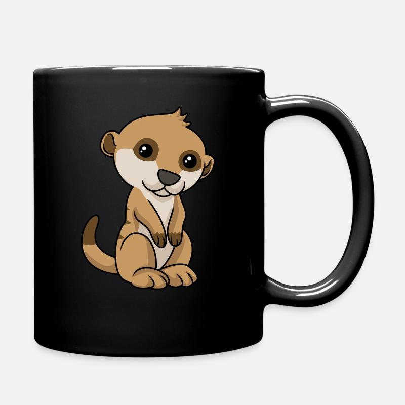Comic Erdmännchen Meerkat - Tasse einfarbig - Schwarz