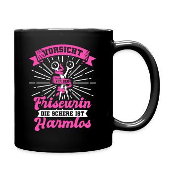 Friseurin Schere - Tasse einfarbig - Schwarz - Rechts