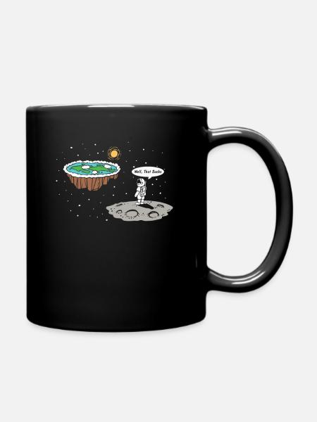 Disque de terre plate d'atterrissage lunaire - Mug uni - noir