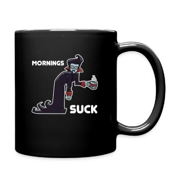 Mornings Suck Shirt Halloween Dracula Pumpkin Cree - Full Colour Mug - black - Right