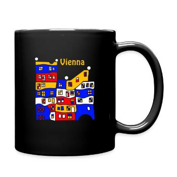 Vienna City Wien Österreich Hundertwasserhaus Geschenk - Tasse einfarbig - Schwarz - Rechts