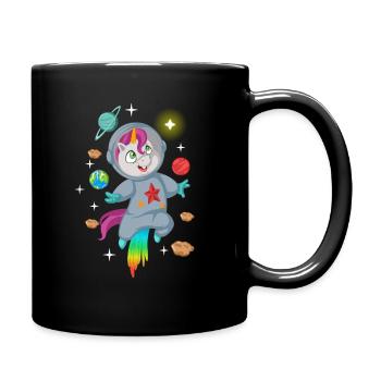 Superheld Astronaut Einhorn im Weltall Unicorn - Tasse einfarbig - Schwarz - Rechts