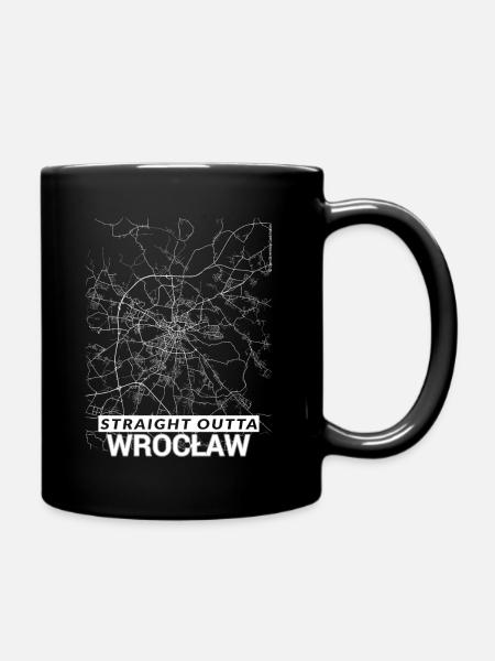 Straight Outta Wroclaw city map and streets - Full Colour Mug - black