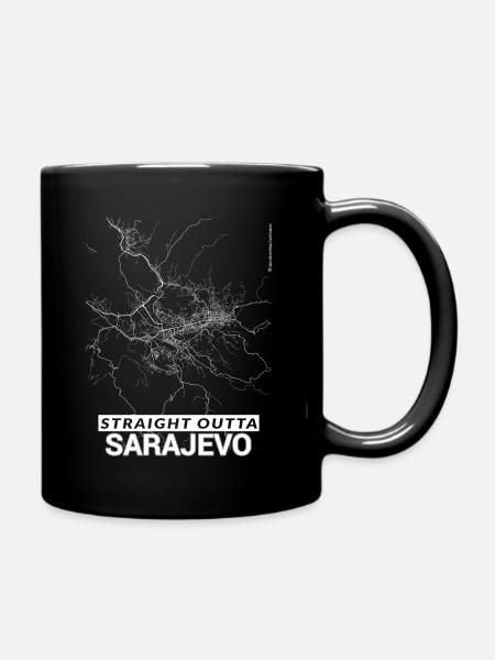 Plan et rues de Straight Outta Sarajevo - Mug uni - noir
