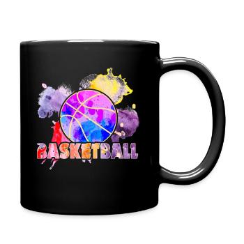 Lustiger Basketball bunt - Tasse einfarbig - Schwarz - Rechts