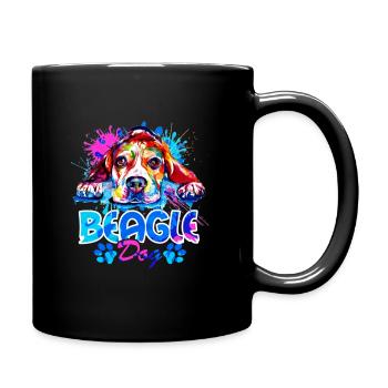 Beagle-Hund bunt - Tasse einfarbig - Schwarz - Rechts