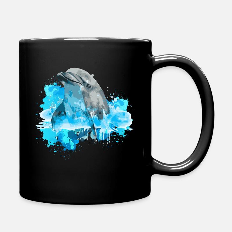Delphin-Aquarell - Tasse einfarbig - Schwarz