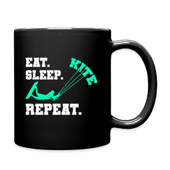 Eat Sleep Kite Repeat Kiteboarding gift idea - Full Colour Mug - black - Right