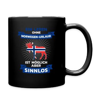 Norwegen Urlaub Skandinavien Spruch - Tasse einfarbig - Schwarz - Rechts