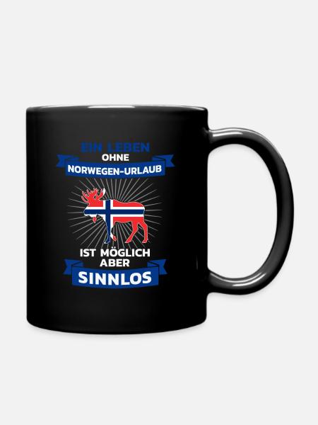 Norwegen Urlaub Skandinavien Spruch - Tasse einfarbig - Schwarz