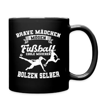 Frauenfußball Mädchen Fussball Geschenkidee - Tasse einfarbig - Schwarz - Rechts
