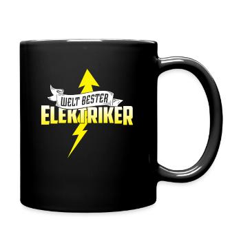 Weltbester Elektriker mit Pfeil - Tasse einfarbig - Schwarz - Rechts