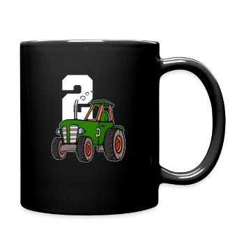 2. Geburtstags-Traktor - Tasse einfarbig - Schwarz - Rechts