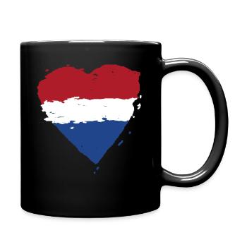 Niederlande Flagge Herz - Tasse einfarbig - Schwarz - Rechts