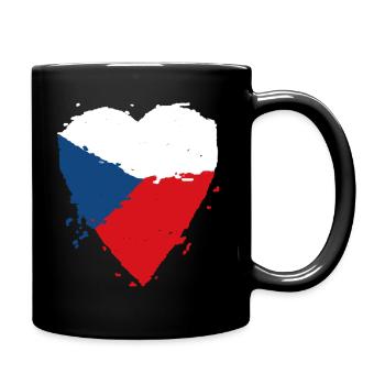 Tschechien Flagge Herz - Tasse einfarbig - Schwarz - Rechts