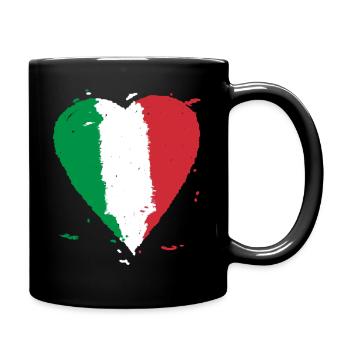 Italien Flagge Herz - Tasse einfarbig - Schwarz - Rechts