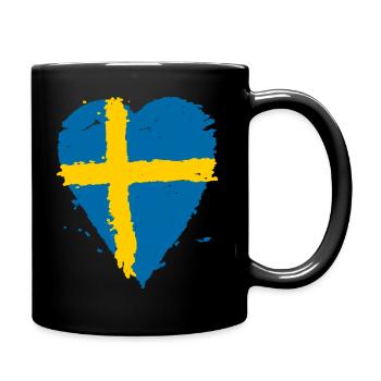 Schweden Flagge Herz - Tasse einfarbig - Schwarz - Rechts