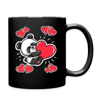Herzen Panda Valentinstag Valentinstag - Tasse einfarbig - Schwarz - Rechts