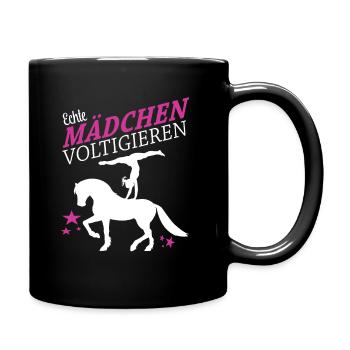 Echte Mädchen Voltigieren I Volti Spruch - Tasse einfarbig - Schwarz - Rechts